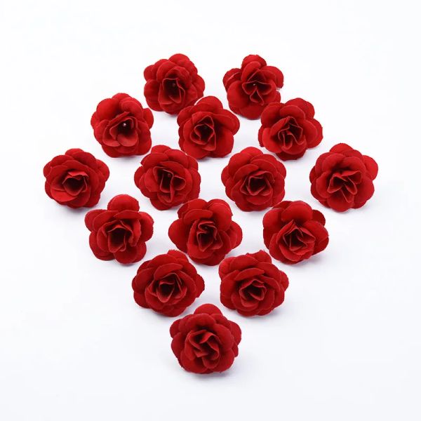 10pcs Silk Red Roses Head Christmas Decor for Home Scrapbook Wedding Accessoires Bridal Clearance Cadeaux DIY Fleurs artificielles