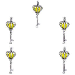 10pcs Silver Color Crown Key Perle Cage Liscolt Diffuseur Charm Pendentif For DIY Colliers Bracelet Keadchain Bijoux Making Bulk
