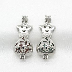 10 pièces argent créatif bébé chat perle Cage aromathérapie huile essentielle diffuseur perle médaillons pendentifs pour la fabrication de collier de parfum