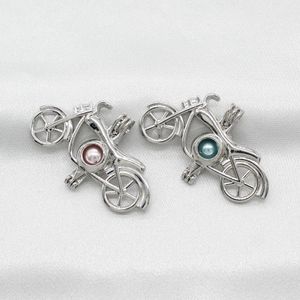 10 pièces argent moto perle Cage moto diffuseur Cage médaillons pendentif parfum huile essentielle collier bijoux breloques