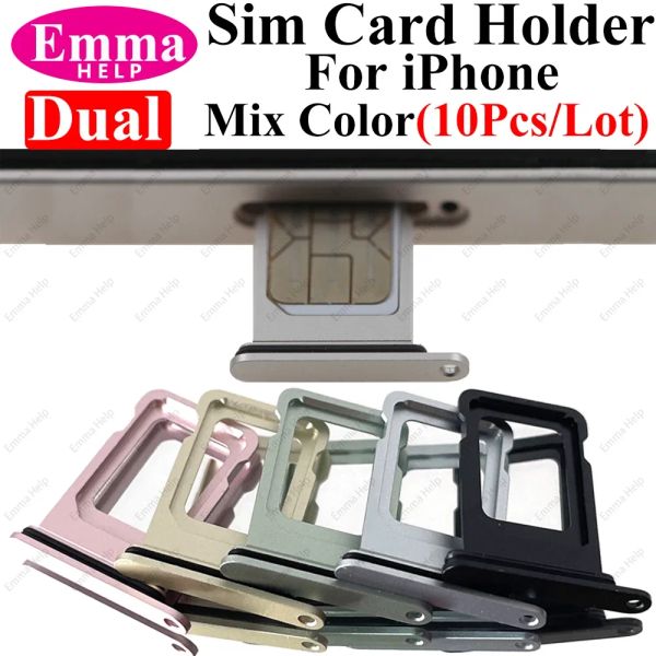 Tiroir adaptateur de l'emplacement de porte-monnaie 10pcs SIM pour l'iPhone 15 plus 13 11 12 14 Pro Max Dual xs Max SIM Carte Carte Téléphone Accessoires