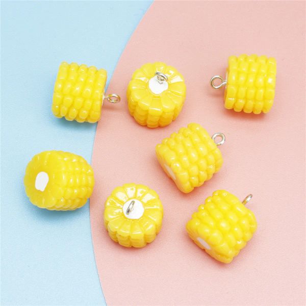 10 piezas de núcleo de maíz simulado encantos de alimentos de resina para pulsera de arete accesorio de accesorio de bricolaje joyas