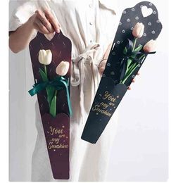Emballage de roses à fleurs simples, 10 pièces, boîte-cadeau, décoration de mariage pour la saint-valentin, emballage pour Bouquet, matériel Floral, 210805250n