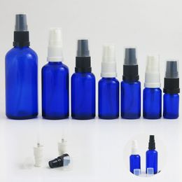 10 stks Klein Lege 10 20 30 50 100 ml Blauwe glazen fles met lotion serumpomp 1oz 1 / 2oz monster cosmetische crème