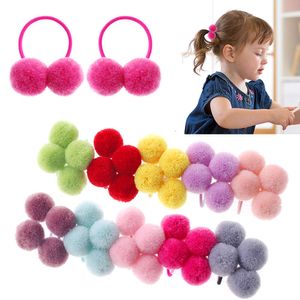 10 stuks kleine effen twee haarbal haarring meisjes schattige elastische rubberen band haarbanden haaraccessoires kinderen hoofddeksels ornamenten cadeau