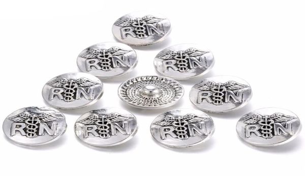 10pcs Snap Jewelry Nurse RN Metal Snap Buttons pour 18 mm Bracelet Snap Bangles3764454