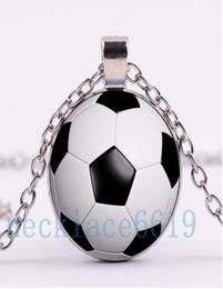 10 -stcs voetbal necklarechain necklarechristmas verjaardag cadeaucabochon glazen ketting silverbrronzeblack mode sieraden r7531401985