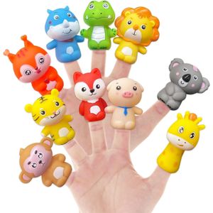 10pcs Puppets de doigt d'animaux en caoutchouc doux pour enfants