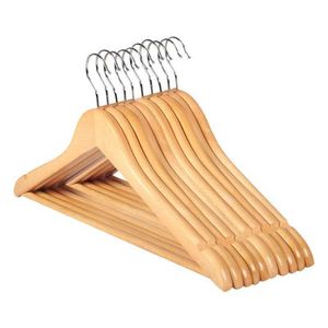 10 stks Solid Wood Hanger Antislip Hangers Kleding Hangers Shirts Sweaters Jurk Hanger Droogrek voor Home 210702