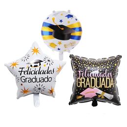 10 pièces ballon de remise des diplômes espagnol félicitations Grad feuille Globos cérémonie joyeux Grad décorations de fête enfants balles gonflables 240318
