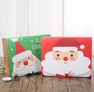 10 unids cuadrados Feliz Navidad Regalo de regalo y papel Papel Packaging Box Santa Claus Favor Gifts Bolsos Feliz Año Nuevo Caja de chocolate Cajas de caramelo Suministros de fiesta S911