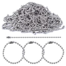 10 pièces chaîne de perles en acier inoxydable 8/10/12/15cm chaînes en vrac d'étiquette de chien avec connecteur pour porte-clés pendentifs fabrication de porte-clés
