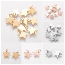 10 pièces en acier inoxydable petite étoile pendentif breloques plates avec anneau de saut ouvert pour collier Bracelet boucle d'oreille Dangle fabrication de bijoux à bricoler soi-même