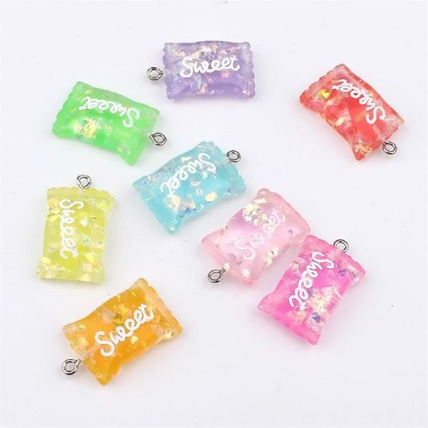 10 pièces sucre sucré bonbons résine breloques lettre boucle d'oreille résultats mignon porte-clés écouteur couverture pendentif parure bijoux accessoire 277q