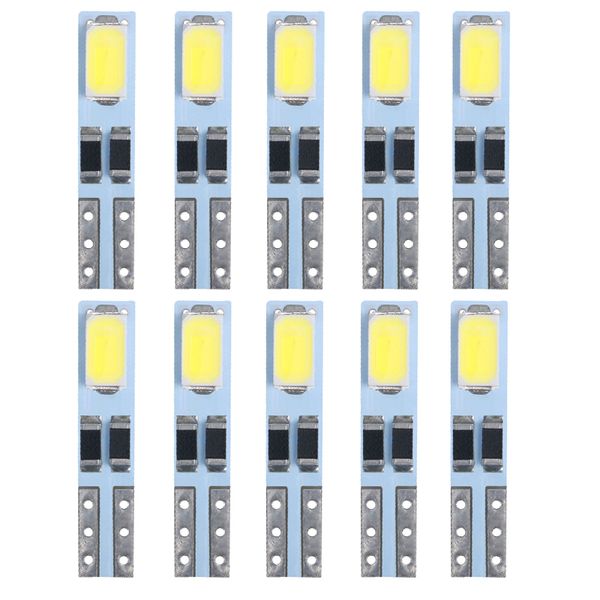 10 Uds T5 W3W W1.2W bombilla Led lámpara de instrumento automático 5630 2 SMD indicador de tablero de cuña luces interiores de coche 6000k blanco cálido 12V