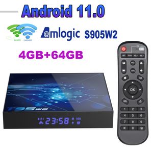 10 pièces T95W2 Android 11 tv box 4GB 64GB 32GB 16GB amlogic s905w2 4K AV1 lecteur multimédia 2.4G 5G Wifi BT4.0