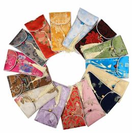 10pcs Kwastje Hals touw Mobiele Telefoon Tas Cover Chinese Zijdebrokaat Bril Zakjes Sieraden Verpakking Opslag Pocket1969996