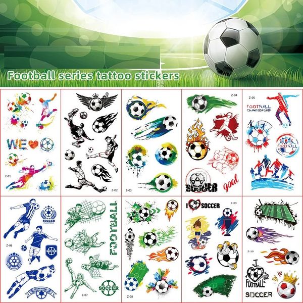 10pcs Tatouages temporaires pour enfants Fan de football de football Fanté de tatouage Sticker Manches imperméables Kid 240418