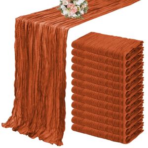 10-stcs Terracot Semi-Sheer Gauze Table Runner Cheesecloth Tafel Setting Dining Wedding Party Christmas Banquets Arches Cake Decor 240509