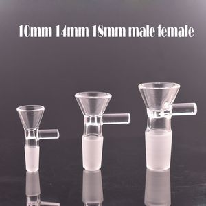 10 piezas Tazón de vidrio grueso para Hookah 10 mm 14 mm 18 mm Tazones de embudo de unión macho Herramienta de pieza de fumar para tabaco Bong Oil Dab Rig Pipa de agua ardiente