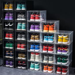 10-stand verdikte plastic schoenendoos transparante heldere sneakers aj display doos high-top laarzen organisator schoenendoos combinatie schoenen