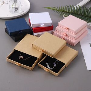 10 pcs mince papier kraft tiroir voyage bijoux emballage boîte carte de voeux collier bracelet cadeau paquet organisateur boîtes de cas 240315