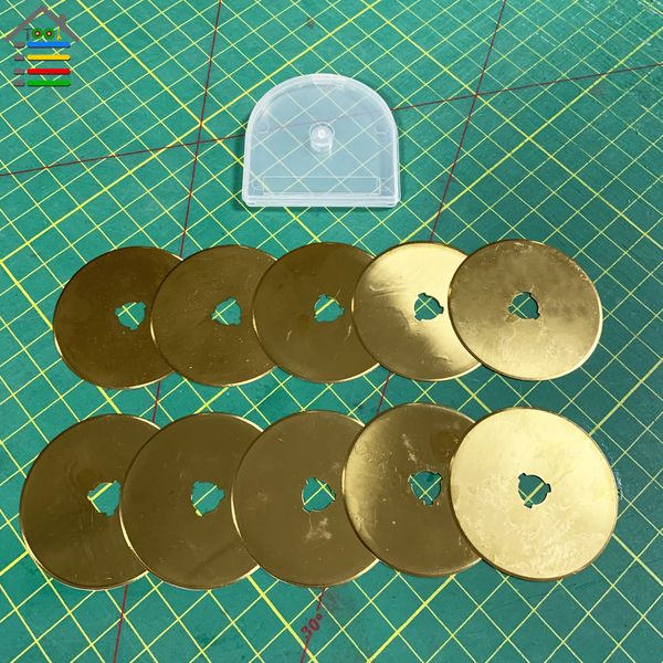 10pcs cuchillas giratorias recubiertas de titanio 28 mm 45 mm 60 mm ajuste para OLFA Cutter SKS-7 Suministros de acolchado Accesorios de costura