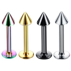 10 stks Titanium Spike Labret Stud Neus Lip Helix Bar Stud Taper Tong Piercing Ear Tragus Cartilage Oorbel Body Sieraden 16G