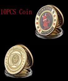 Chip artisanal de poker 10pcs Don039t jouer avec le Devilquot Casino Gold Plated Challenge Coin3424873