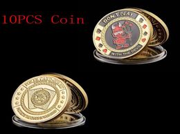 10pcs Token Poker Craft Chip Don039T Play met het DevilQuot Casino Gold Poled Challenge Coin3279511