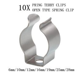 10 -stcs Tool Spring Terry Clips Open Type Zilver voor Garages Woods Patios Kasten Winkelgereedschap Blozes Borstels HARKEN HARDWARE