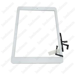 10 stks Touchscreen Glass Panel Digitizer met knoppen Adhesive Assembly voor iPad Air Zwart en Wit