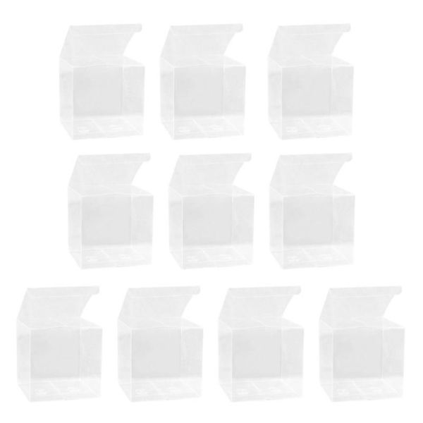 10pcs Boîte cube transparente Clear Candy Treat Plastic Gift Emballage pour la fête d'anniversaire de mariage Baby Shower - 10x10x10cm Wrap204U