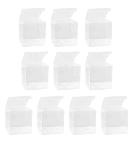 10pcs Boîte cube transparente Clear Candy Treat Plastic Gift Emballage pour la fête de mariage Baby Shower Fête d'anniversaire 10x10x10cm Wrap6274569