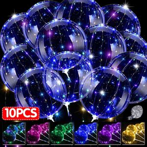 10 stks Transparent LED Light Up Bobo Ballonnen Helium Glow Bubble Flashing Ballonnen Voor Party Verjaardag Bruiloft Festival Decor Gift AA220314