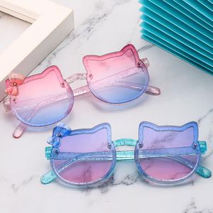 10 Uds. De gafas de sol para niños de dos orejas con nudo de lazo colorido, gafas de sol brillantes para niños y niñas, gafas de Selfie de moda