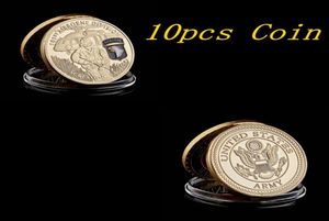 Pièces de monnaie de défi plaquées or, 101e département aéroporté de l'armée américaine, 10 pièces, support d'exposition de 1oz, 6179631