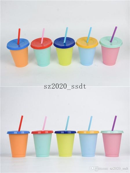 Bouteille d'eau changement de couleur tasses drôles WaterTumbler 160z réutilisable changement de couleur tasses d'eau froide gobelet en plastique