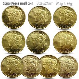 10 pezzi USA monete piccione per la pace 1921-1935 Copia realizzata piccola moneta in oro da 23 mm Decorazioni per la casa Collezione di set completi232j