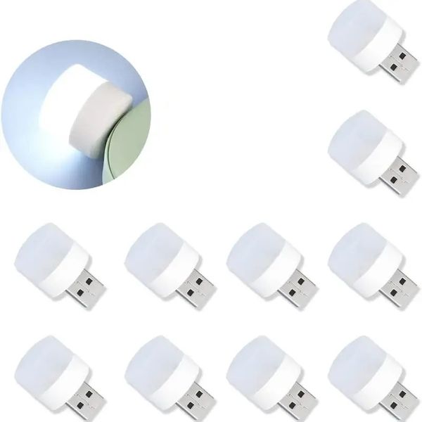 10 piezas de luces USB de luces nocturnas que se conectan a la pared LED mini bombilla luces nocturnas pequeñas luz compacta de ahorro de energía luz USB interior del coche