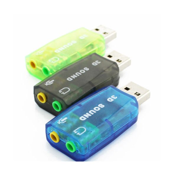 Envío gratuito 10 piezas Tarjeta de sonido USB Audio USB 5.1 Tarjeta de sonido USB externa Adaptador de audio Micrófono Altavoz Interfaz de audio para PC