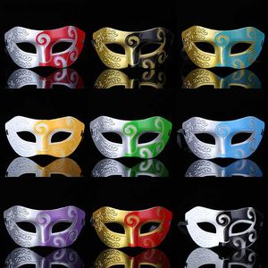 10 stks Venetiaanse Maskerade Mardi Gras Feestjurk Up Decoratieve Props Kinderen Volwassen Jazz Ridder Tweekleurige Half Gezichtsmasker Mannen L230704