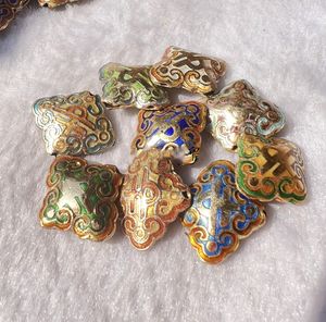 10 pièces Vintage poli émail quadrilatère perlé bricolage chinois cloisonné cuivre accessoires fabrication de bijoux boucles d'oreilles breloques