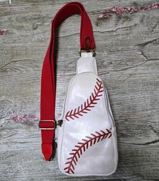 10 pièces sacs de taille PU Baseball Football Softball imprime grande capacité étanche poitrine sac mélange couleur