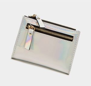 10 pièces portefeuilles femmes PU Laser plaine deux pliable court porte-carte de crédit mélanger la couleur
