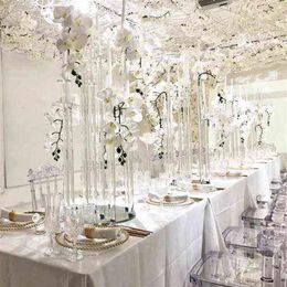 10 pièces décoration de mariage pièce maîtresse candélabres bougeoir clair chandeliers en acrylique pour les mariages événement fête H220419234J