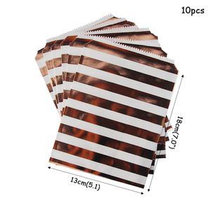 10pcs mariage sacs en papier kraft sac en or rose sac de Noël emballage de Noël Stripe Paper Candy sac