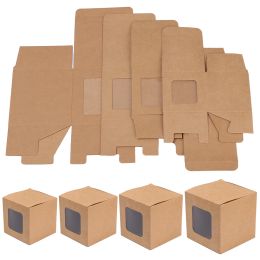 Caja de regalo de empaquetador de ventana blanca/negra/negro/marrón Kraft