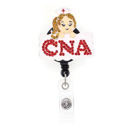 10 pièces émail blanc strass fille CNA porte-badge rétractable série médicale 9229034