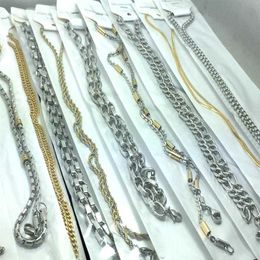 10 pièces entier collier en acier inoxydable homme femmes mode bijoux Lots argent or chaînes haute qualité 197K